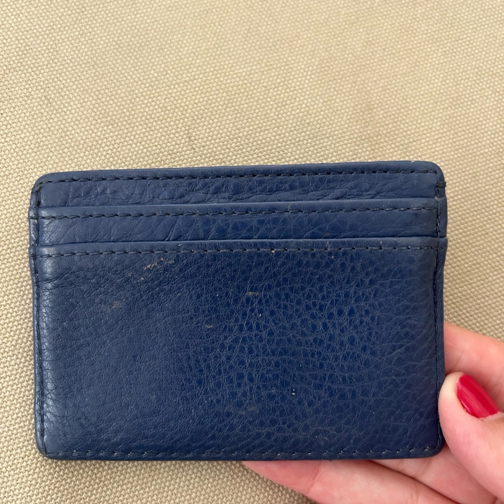 Tory Burch Navy Card Holder with Gold Emblem - Picture 2 of 2